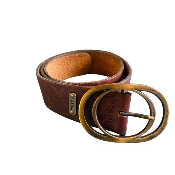 Fossil Accessories - Fossil Women's Vintage 90s Brown Leather Belt with Bronzed Brass Buckle